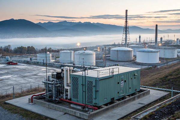 Industrial diesel generator at oil refinery site