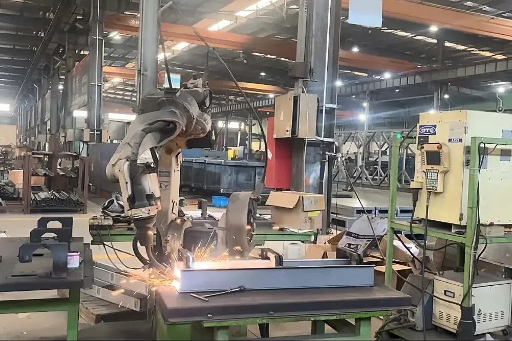 Robotic welding of diesel generator frame