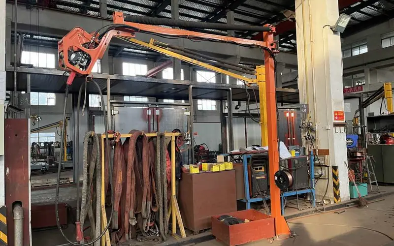 Handheld laser welding machine finishing welds on diesel generator fabrications &mdash; H&C factory