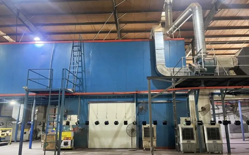 Powder coating line for diesel generator canopies and control cabinets at H&C factory