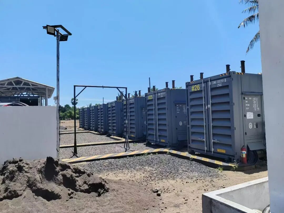 Containerized 1000kW Cummins diesel generator sets (Nos. 25–26) at the Bali 50MW power station