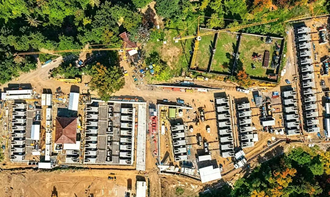 Aerial view of the Bali 50MW independent power station with 65 containerized 1000kW Cummins generator sets