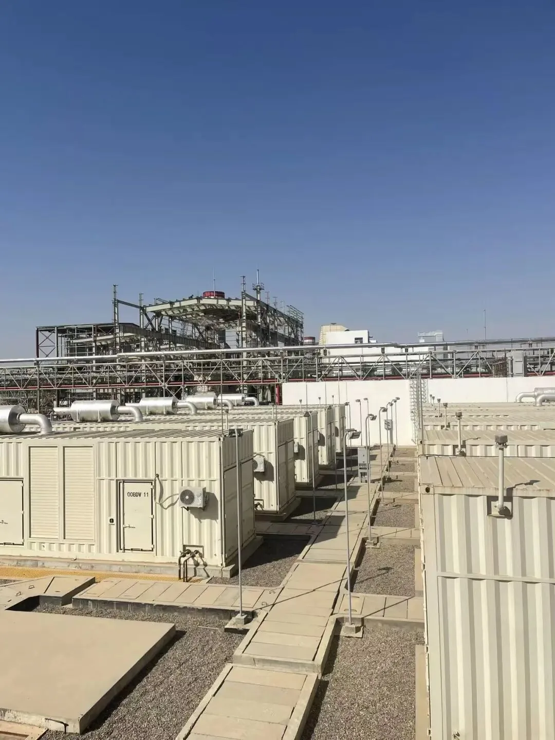 Containerized Mitsubishi diesel generator sets at a Middle East power plant project