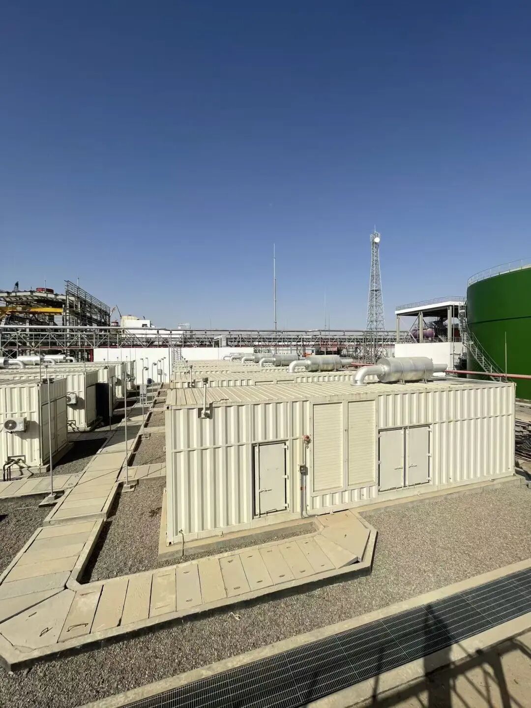 Row of containerized generator sets at the Middle East power plant