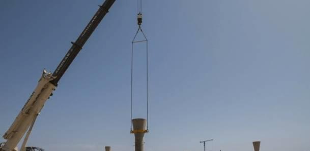 Foundation piles being installed for the parabolic trough field at Ouarzazate, Morocco