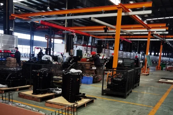 High-tech diesel engine assembly line in a Cummins manufacturing plant for global power solutions.