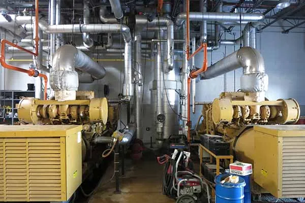 large industrial diesel generators installed in a power plant