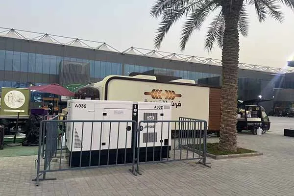 outdoor silent diesel generator set in a public area