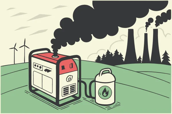 Polluting diesel generator with smoke in industrial setting