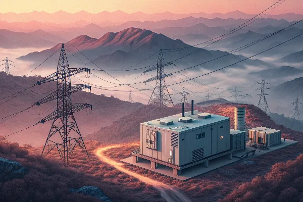 Planta generadora de energía diésel remota en zona montañosa